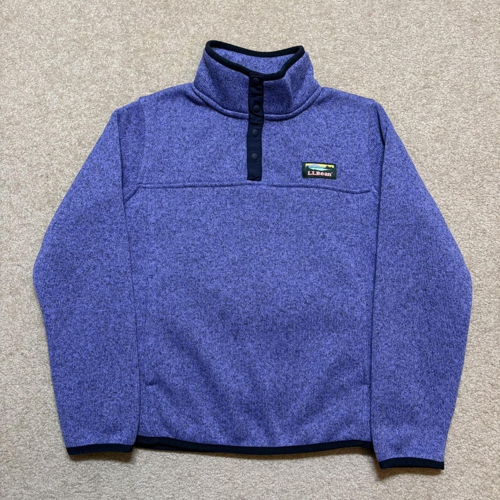 L.L.Bean Fleece Sweatshirt Kids 8‎ Purple Heather Snap Mock Neck Pullover Cozy